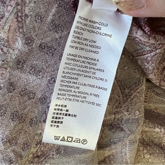 Free People Girl Talk Burgundy Tunic Top Paisley Balloon Sleeves Size XS Boho - Picture 7 of 9